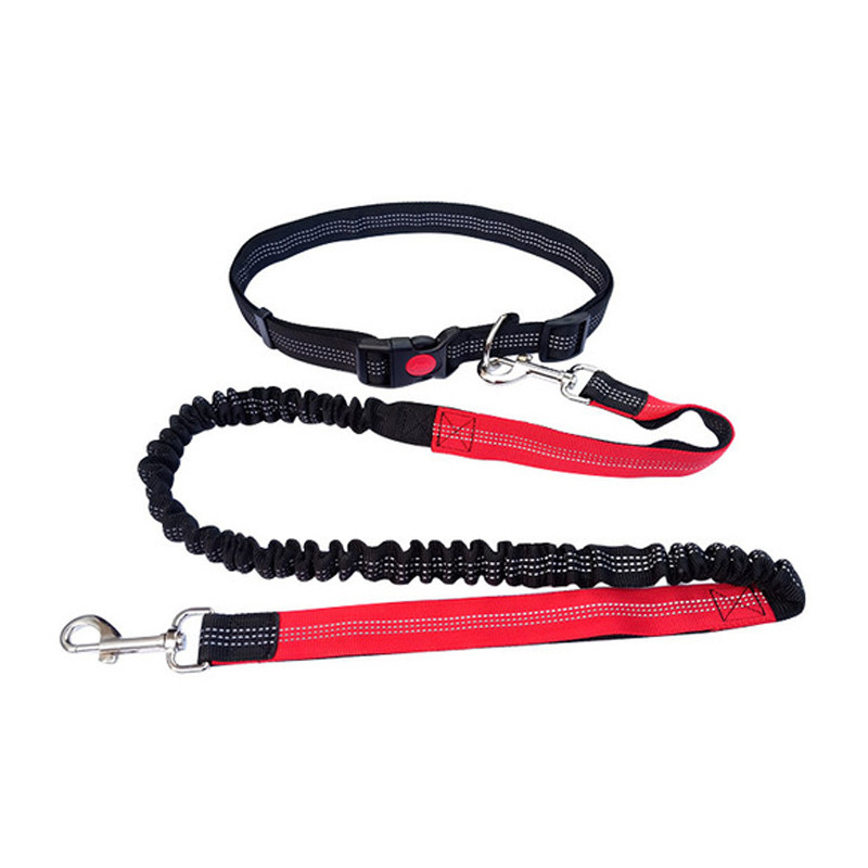 Lesă pentru câini de companie cu bandă reflectorizantă și centură reglabilă pentru talie pentru câini, curea de plumb cu frânghie de tracțiune pentru alergare și jogging, fără mâini.