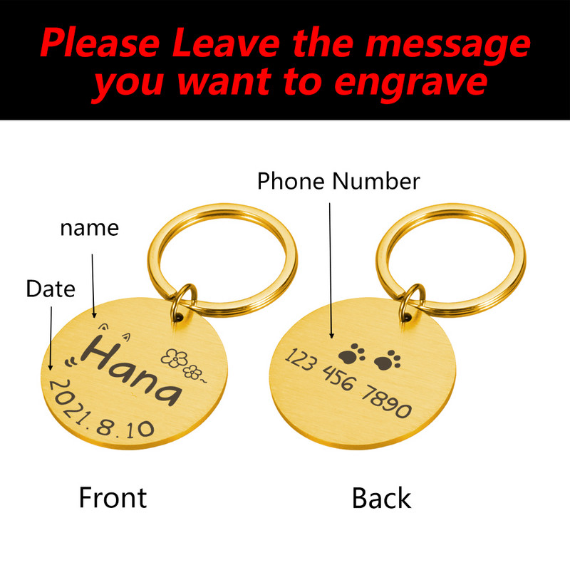 Etichetă personalizată de identificare pentru câine și pisică, gravură gratuită, etichete de aniversare pentru cățel, etichetă personalizată pentru guler pentru pisici, etichetă personalizată pentru pisici, etichete cu nume pentru animale de companie