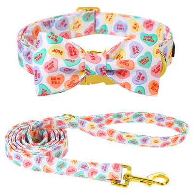 Unikaalse stiiliga käpad, graveeritud roosa Valentine koera kaelarihm kaarega värvilise südamega lemmiklooma kaelarihm lillega koera kaelarihm suur keskmine väike koer