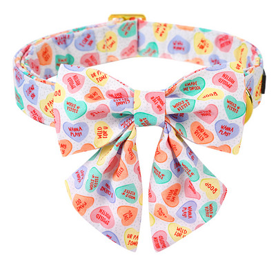 Unikaalse stiiliga käpad, graveeritud roosa Valentine koera kaelarihm kaarega värvilise südamega lemmiklooma kaelarihm lillega koera kaelarihm suur keskmine väike koer