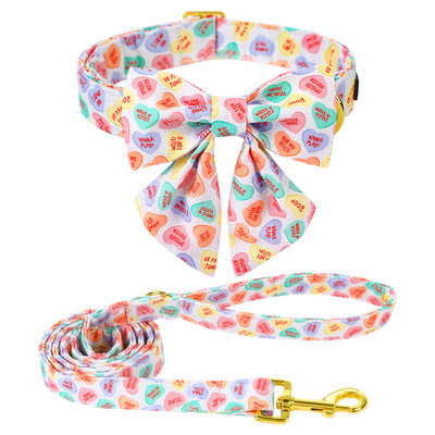 Unikaalse stiiliga käpad, graveeritud roosa Valentine koera kaelarihm kaarega värvilise südamega lemmiklooma kaelarihm lillega koera kaelarihm suur keskmine väike koer