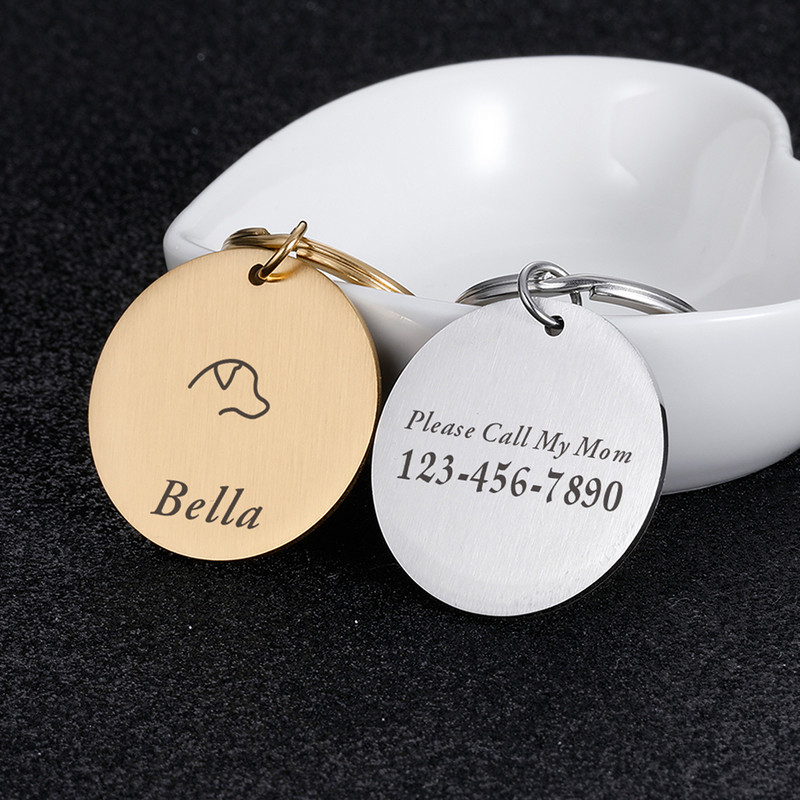 Etichetă de identificare gravată pentru câini pentru animale de companie Nume personalizat Telefon Nume de identificare pentru animale de companie pentru pisica Cățeluș Etichetă cu pandantiv Breloc Accesorii pentru animale de companie Dropshipping