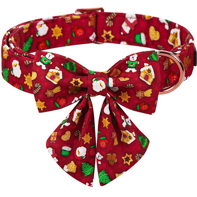 Šape jedinstvenog stila Personalizirana božićna ogrlica za psa s mašnom Djed Mraz Crvena ogrlica za psa Ogrlica za psa s cvijetom Veliki srednji mali pas