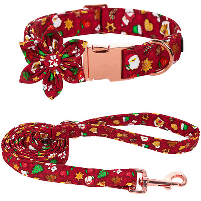 Šape jedinstvenog stila Personalizirana božićna ogrlica za psa s mašnom Djed Mraz Crvena ogrlica za psa Ogrlica za psa s cvijetom Veliki srednji mali pas