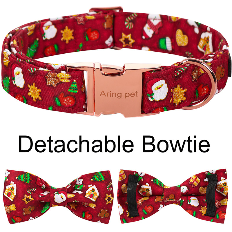 Šape jedinstvenog stila Personalizirana božićna ogrlica za psa s mašnom Djed Mraz Crvena ogrlica za psa Ogrlica za psa s cvijetom Veliki srednji mali pas