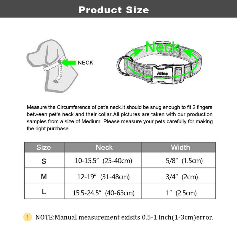 Εξατομικευμένο κολάρο σκύλου Νάιλον κολάρα σκυλιών για κουτάβι Ρυθμιζόμενο προσαρμοσμένο όνομα ID Dogs κολάρο για μικρά μεσαία μεγάλα σκυλιά Chihuahua