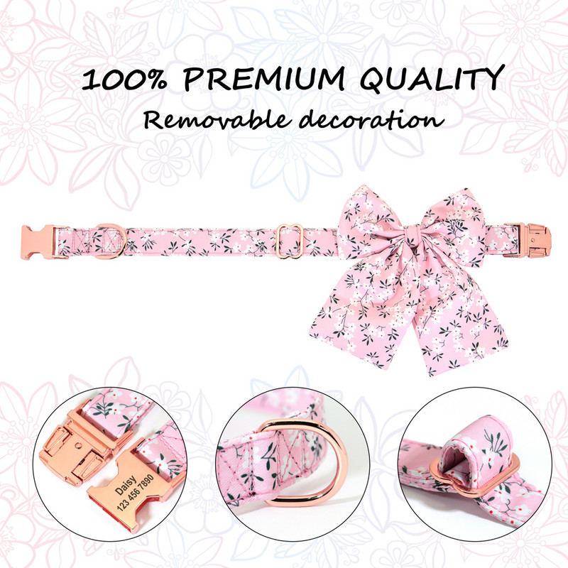 Εξατομικευμένο κολάρο γάτας για κουτάβι σκύλου Προσαρμοσμένο εμπριμέ παπιγιόν Αξεσουάρ κατοικίδιων γιακά Παπιγιόν Τσιουάουα με χαραγμένο πινακίδα με παπιγιόν