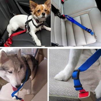 Ρυθμιζόμενη ζώνη ασφαλείας αυτοκινήτου κατοικίδιων ζώων για γάτες και σκύλους νάιλον υλικό Ζώνη ασφαλείας για σκύλους Μικρό και μεσαίο λουρί για κουτάβι ταξιδιού Αξεσουάρ σκύλου