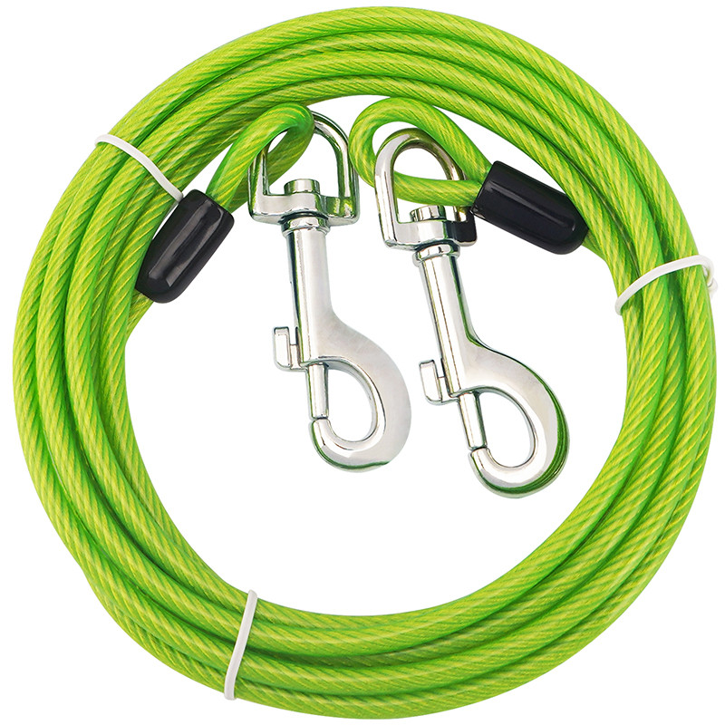 Lea dublu din sârmă de oțel Guler pentru câini Cureaua de tracțiune Funie Antrenament pentru mersul animalelor de companie Cablu de legare pentru utilizarea câinilor mici, mijlocii mari