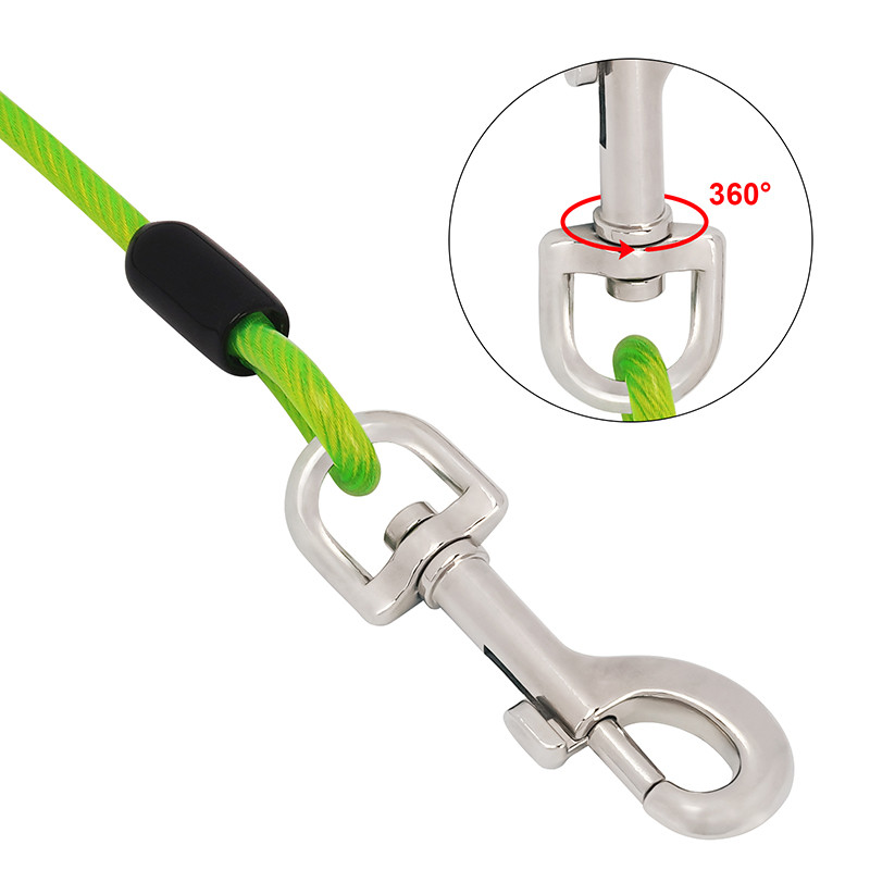 Lea dublu din sârmă de oțel Guler pentru câini Cureaua de tracțiune Funie Antrenament pentru mersul animalelor de companie Cablu de legare pentru utilizarea câinilor mici, mijlocii mari