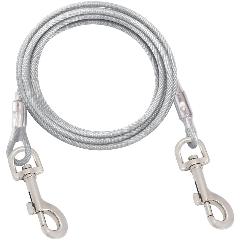 Lea dublu din sârmă de oțel Guler pentru câini Cureaua de tracțiune Funie Antrenament pentru mersul animalelor de companie Cablu de legare pentru utilizarea câinilor mici, mijlocii mari