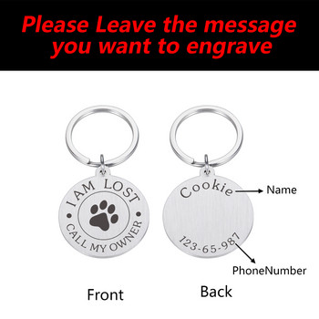 Персонализиран етикет за куче Гравирано име от неръждаема стомана ID етикети за нашийник за кучета Анти-загубен домашен любимец Табелка с име Висулка за кученце Коте Домашни любимци