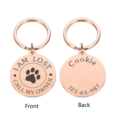 Etichetă personalizată pentru câine, din oțel inoxidabil, etichete de identificare gravate cu nume pentru zgarda de câine.