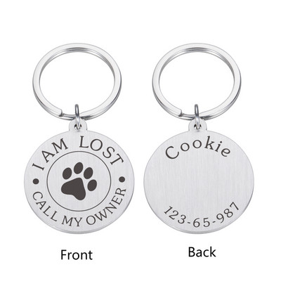 Etichetă personalizată pentru câine, din oțel inoxidabil, etichete de identificare gravate cu nume pentru zgarda de câine.