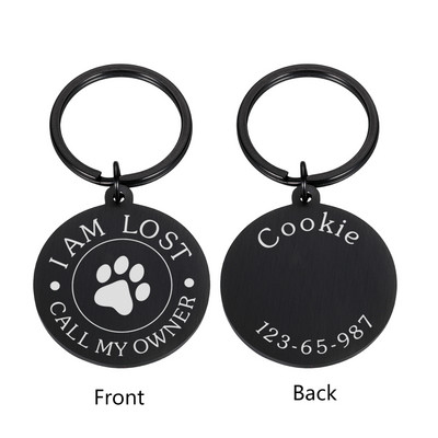 Etichetă personalizată pentru câine, din oțel inoxidabil, etichete de identificare gravate cu nume pentru zgarda de câine.