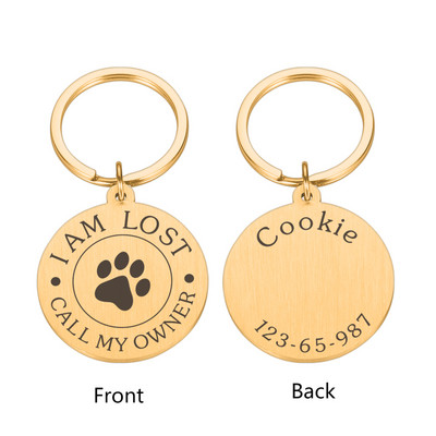 Etichetă personalizată pentru câine, din oțel inoxidabil, etichete de identificare gravate cu nume pentru zgarda de câine.