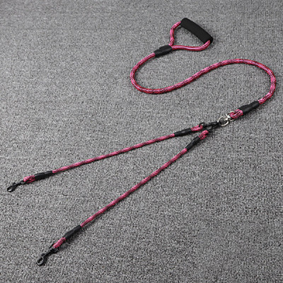 Kućni ljubimac s dvoglavim užetom za šetanje pasa Valoviti uzorak jedno povlačenje dva vučna užeta protiv namotavanja Odvojivo s udobnom ručkom od pjene