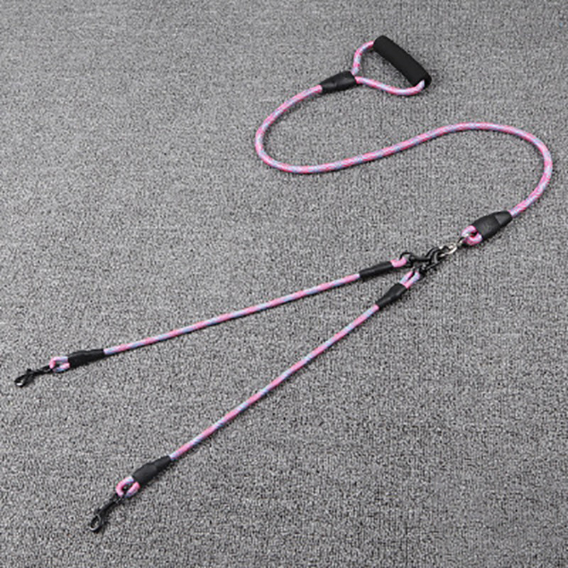 Kućni ljubimac s dvoglavim užetom za šetanje pasa Valoviti uzorak jedno povlačenje dva vučna užeta protiv namotavanja Odvojivo s udobnom ručkom od pjene