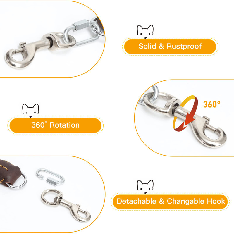 Benepaw, prava koža, kratki povodac za pse, izdržljiva, udobna podstavljena ručka, olovo za kućne ljubimce, nehrđajuća kuka, odlična kontrola za šetnju