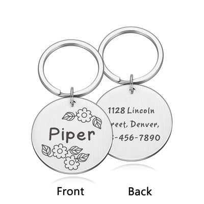 Χαραγμένες ετικέτες κολάρου σκύλου Εξατομικευμένες ετικέτες ταυτότητας κολιέ γάτας Anti-lost Πινακίδα ονόματος για σκύλους κατοικίδιων ζώων Leash Kitten Puppy Supplies