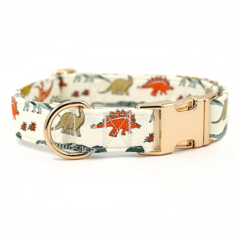 Guler pentru câini dinozaur, Arc personalizat pentru zgarda pentru câine Dino cu ham de lesă asortat