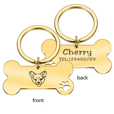 Pielāgojamas suņu kaklasiksnas ID atzīmes Suņa medaļa ar gravējumu vārda adrese Personalizēta kucēnu iejūga nosaukuma plāksnīte Mājdzīvnieki Produktu piederumi