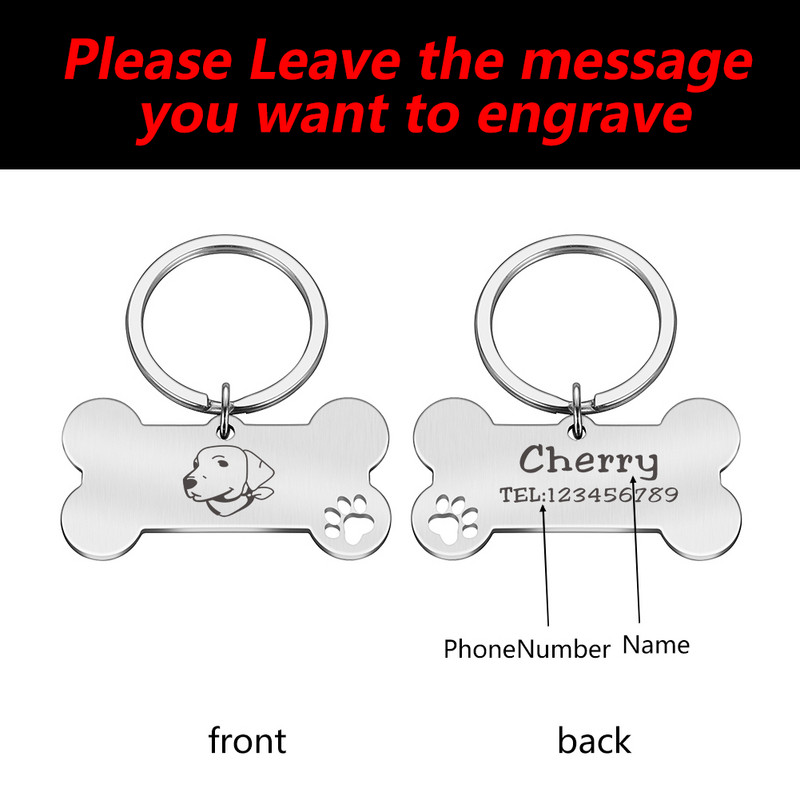 Pielāgojamas suņu kaklasiksnas ID atzīmes Suņa medaļa ar gravējumu vārda adrese Personalizēta kucēnu iejūga nosaukuma plāksnīte Mājdzīvnieki Produktu piederumi