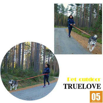Truelove Dog Running Bungee Leash Hand-wistworn Waistworn Ρυθμιζόμενη ελαστική νάιλον αναδιπλούμενα καλώδια σκύλου για τρέξιμο τζόκινγκ περπάτημα