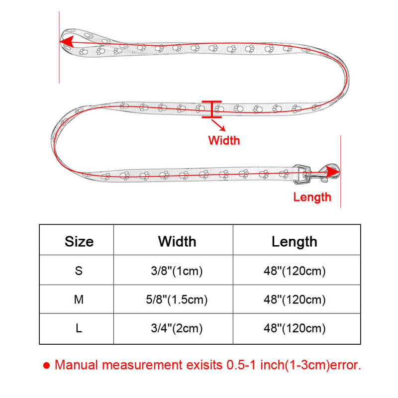 Nylon Small Dog Leash Paw Print Pet Walking Lead 3 Χρώμα Εκπαίδευση Λουρί Γάτες Σκύλοι Ζώνη με λουρί με λουρί με λουρί Κόκκινο Μπλε Μαύρο