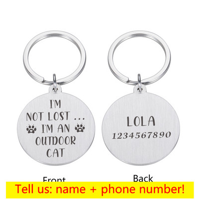 Personalizēta mājdzīvnieka identifikācijas birka Kaķu suņu apkakles nosaukuma plāksnīte Suņiem pret pazaudēšanu vārda birkas Pielāgojamas iegravētas kaklarotas ķēdes mājdzīvnieku piederumi