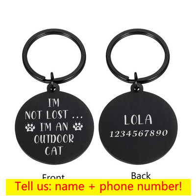 Personalizēta mājdzīvnieka identifikācijas birka Kaķu suņu apkakles nosaukuma plāksnīte Suņiem pret pazaudēšanu vārda birkas Pielāgojamas iegravētas kaklarotas ķēdes mājdzīvnieku piederumi