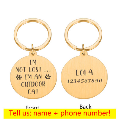 Personalizēta mājdzīvnieka identifikācijas birka Kaķu suņu apkakles nosaukuma plāksnīte Suņiem pret pazaudēšanu vārda birkas Pielāgojamas iegravētas kaklarotas ķēdes mājdzīvnieku piederumi