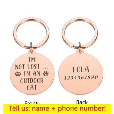 Personalizēta mājdzīvnieka identifikācijas birka Kaķu suņu apkakles nosaukuma plāksnīte Suņiem pret pazaudēšanu vārda birkas Pielāgojamas iegravētas kaklarotas ķēdes mājdzīvnieku piederumi