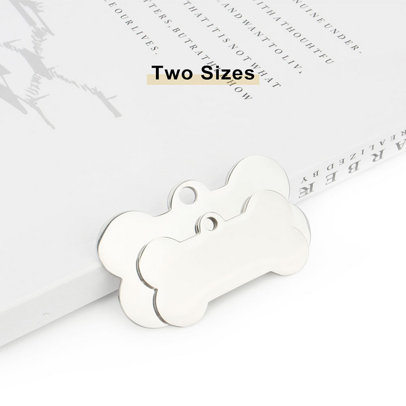 Guler personalizat pentru pisici Nume animal de companie cu două fețe, etichetă pentru animale de companie din oțel inoxidabil gravată cu laser, etichetă de identificare pentru câine în formă de os gravată, personalizată