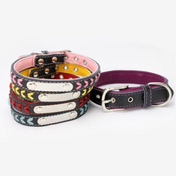 Puppy Pet Cat Puppy Braided Personalized Gravured Dog Collar Personalized Δερμάτινα κολάρα με Όνομα