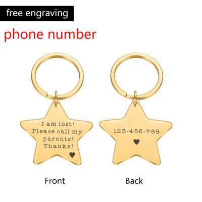 Ugravirane anti-lost ID oznake za kućne ljubimce za mačke i pse Personalizirane identifikacijske oznake pasa Dodaci za ogrlice s pentagramom Oznaka za pse Ugravirana telefonska oznaka