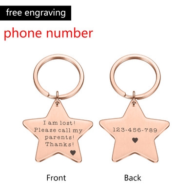 Ugravirane anti-lost ID oznake za kućne ljubimce za mačke i pse Personalizirane identifikacijske oznake pasa Dodaci za ogrlice s pentagramom Oznaka za pse Ugravirana telefonska oznaka