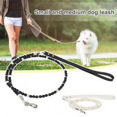 Pet Traction Leash Faux Pearls Decor Αντιδιαφυγής Faux Leather Pet Dogs Cats Σχοινί έλξης για μεσαίου μεγέθους σκύλους
