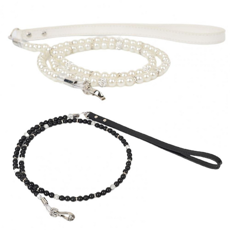 Pet Traction Leash Faux Pearls Decor Αντιδιαφυγής Faux Leather Pet Dogs Cats Σχοινί έλξης για μεσαίου μεγέθους σκύλους