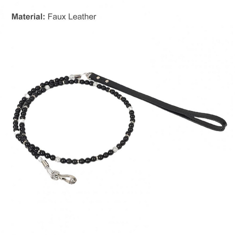 Pet Traction Leash Faux Pearls Decor Αντιδιαφυγής Faux Leather Pet Dogs Cats Σχοινί έλξης για μεσαίου μεγέθους σκύλους