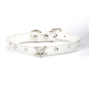 Guler pentru câini mic Piele PU Cristal Craniu Strass Colier Cățeluș Accesorii pentru pisici Chihuahua Dachshunds Guler pentru câini
