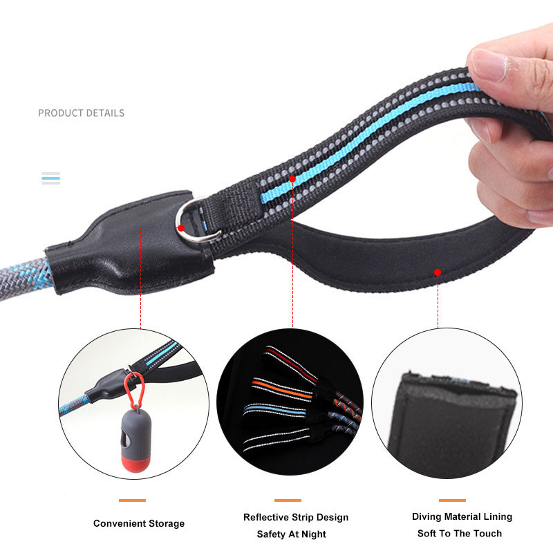 Jeftini kratki povodac za pse od 80 cm, najlonsko reflektirajuće okruglo uže s mekom ručkom, kratki povodac za hodanje za srednje velike pse, velike pse