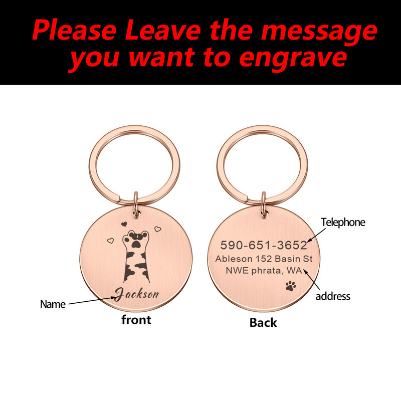 Etichetă cu nume de identificare de pisică gravată pentru câine, gravură gratuită personalizată, pandantiv personalizat, colier pentru câine, cod pentru guler de pisică, accesoriu pentru cățeluș