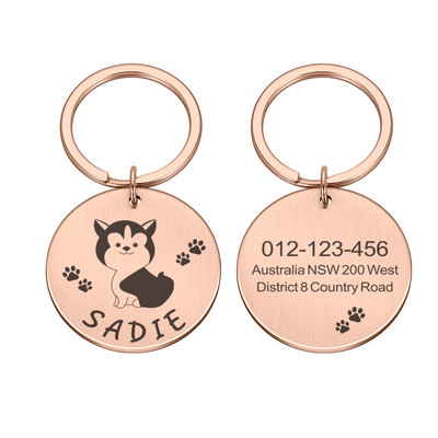 Etichete cu nume pentru animale de companie cu gravură gratuită Etichetă de identificare personalizată pentru cățeluș pentru animale de companie Guler personalizat pentru câini Placă de identificare Guleră pentru câini de talie mică anti-pierdere