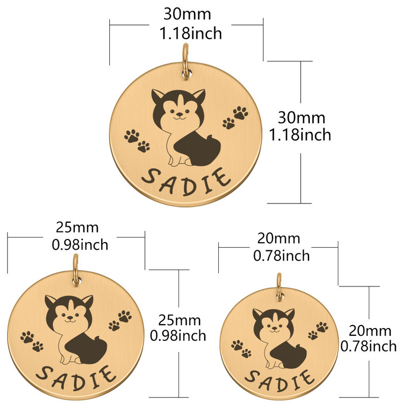 Etichete cu nume pentru animale de companie cu gravură gratuită Etichetă de identificare personalizată pentru cățeluș pentru animale de companie Guler personalizat pentru câini Placă de identificare Guleră pentru câini de talie mică anti-pierdere