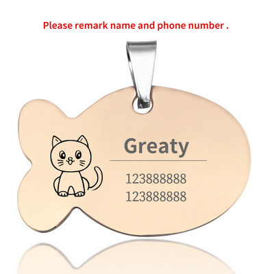 Etichetă de identificare pentru pisică Guler personalizat Etichetă pentru animale de companie Nume gravat Adresă de telefon pentru pandantiv cățel Medalie personalizată cu imprimare anti-pierdere Accesorii pentru câini