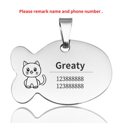 Etichetă de identificare pentru pisică Guler personalizat Etichetă pentru animale de companie Nume gravat Adresă de telefon pentru pandantiv cățel Medalie personalizată cu imprimare anti-pierdere Accesorii pentru câini