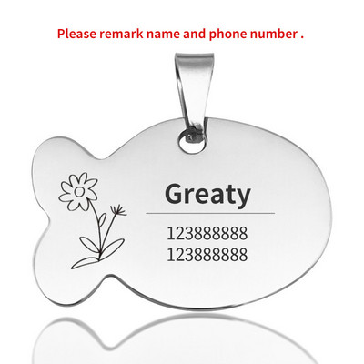Etichetă de identificare pentru pisică Guler personalizat Etichetă pentru animale de companie Nume gravat Adresă de telefon pentru pandantiv cățel Medalie personalizată cu imprimare anti-pierdere Accesorii pentru câini