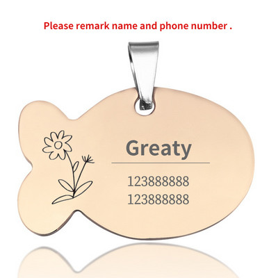 Etichetă de identificare pentru pisică Guler personalizat Etichetă pentru animale de companie Nume gravat Adresă de telefon pentru pandantiv cățel Medalie personalizată cu imprimare anti-pierdere Accesorii pentru câini