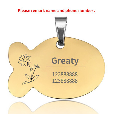 Etichetă de identificare pentru pisică Guler personalizat Etichetă pentru animale de companie Nume gravat Adresă de telefon pentru pandantiv cățel Medalie personalizată cu imprimare anti-pierdere Accesorii pentru câini
